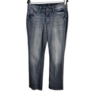 Earl Jean Slim Bootcut Jeans 12 Western Embroidered Flap Pocket Medium Wash
